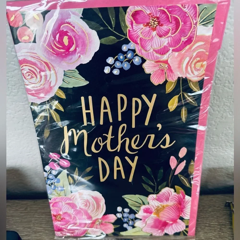 Extra Large Happy Mother’s Day Pink Black Floral Greeting Card